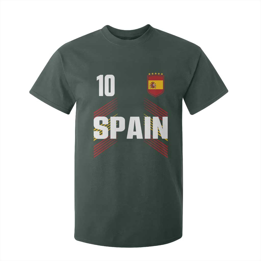 Spain Soccer Sports Graphic Number 10 Jersey Style T Shirt For Kid Proud Spanish Football Fans Game Day Pride TS02 Dark Forest Green Print Your Wear
