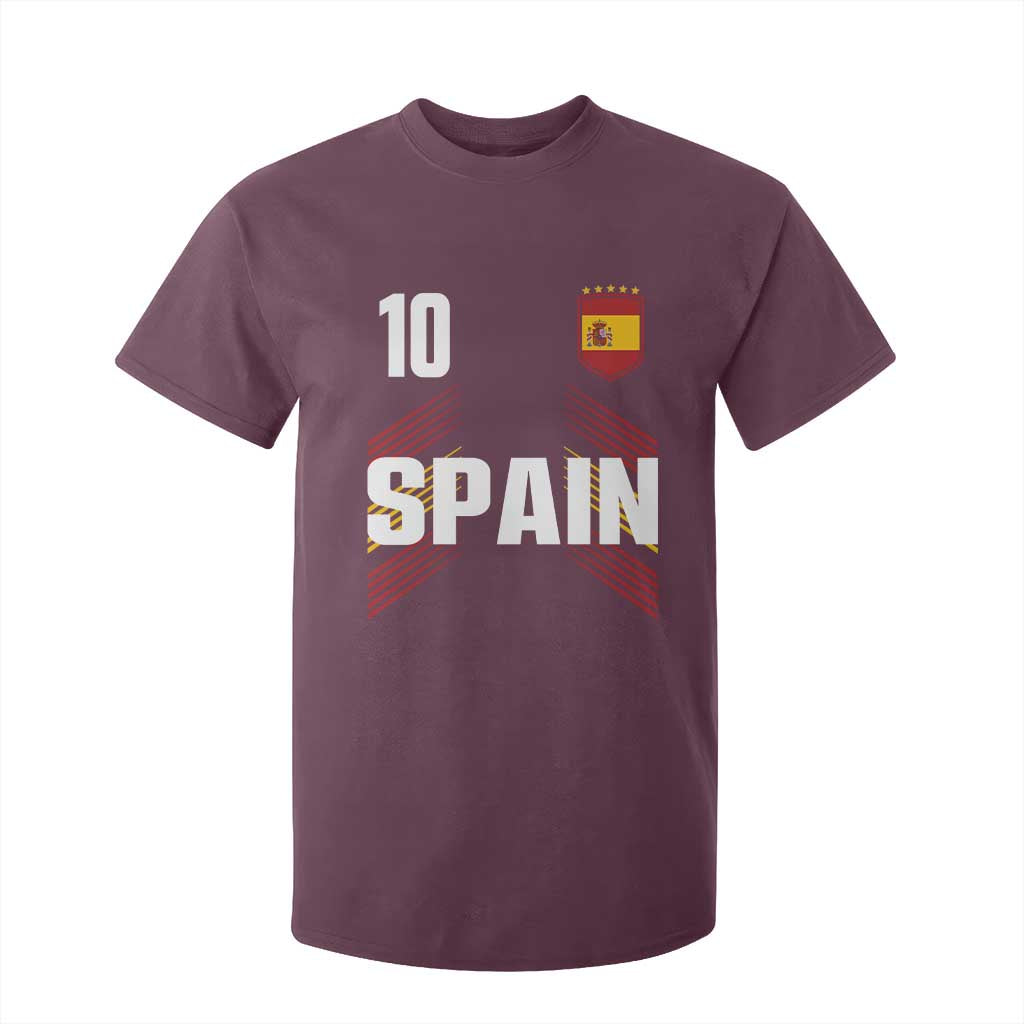 Spain Soccer Sports Graphic Number 10 Jersey Style T Shirt For Kid Proud Spanish Football Fans Game Day Pride TS02 Maroon Print Your Wear