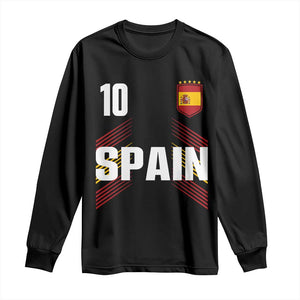 Spain Soccer Sports Graphic Number 10 Jersey Style Long Sleeve Shirt Proud Spanish Football Fans Game Day Pride TS02 Black Print Your Wear