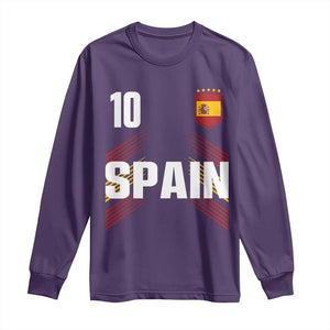 Spain Soccer Sports Graphic Number 10 Jersey Style Long Sleeve Shirt Proud Spanish Football Fans Game Day Pride TS02 Purple Print Your Wear
