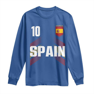 Spain Soccer Sports Graphic Number 10 Jersey Style Long Sleeve Shirt Proud Spanish Football Fans Game Day Pride TS02 Royal Blue Print Your Wear
