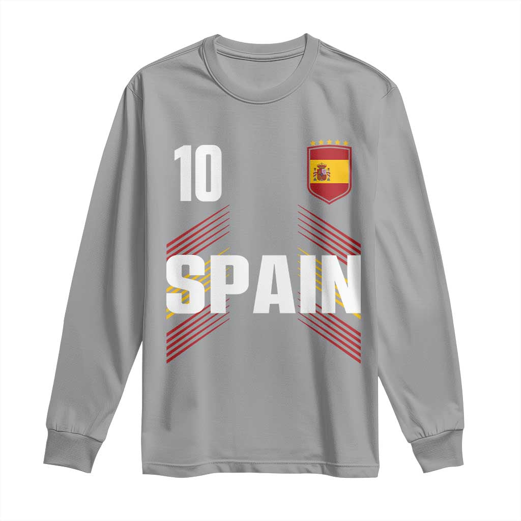 Spain Soccer Sports Graphic Number 10 Jersey Style Long Sleeve Shirt Proud Spanish Football Fans Game Day Pride TS02 Sport Gray Print Your Wear