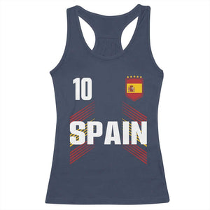 Spain Soccer Sports Graphic Number 10 Jersey Style Racerback Tank Top Proud Spanish Football Fans Game Day Pride TS02 Navy Print Your Wear