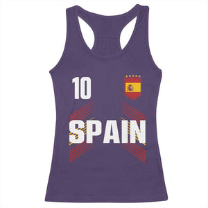 Spain Soccer Sports Graphic Number 10 Jersey Style Racerback Tank Top Proud Spanish Football Fans Game Day Pride TS02 Purple Print Your Wear
