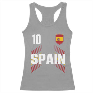 Spain Soccer Sports Graphic Number 10 Jersey Style Racerback Tank Top Proud Spanish Football Fans Game Day Pride TS02 Sport Gray Print Your Wear