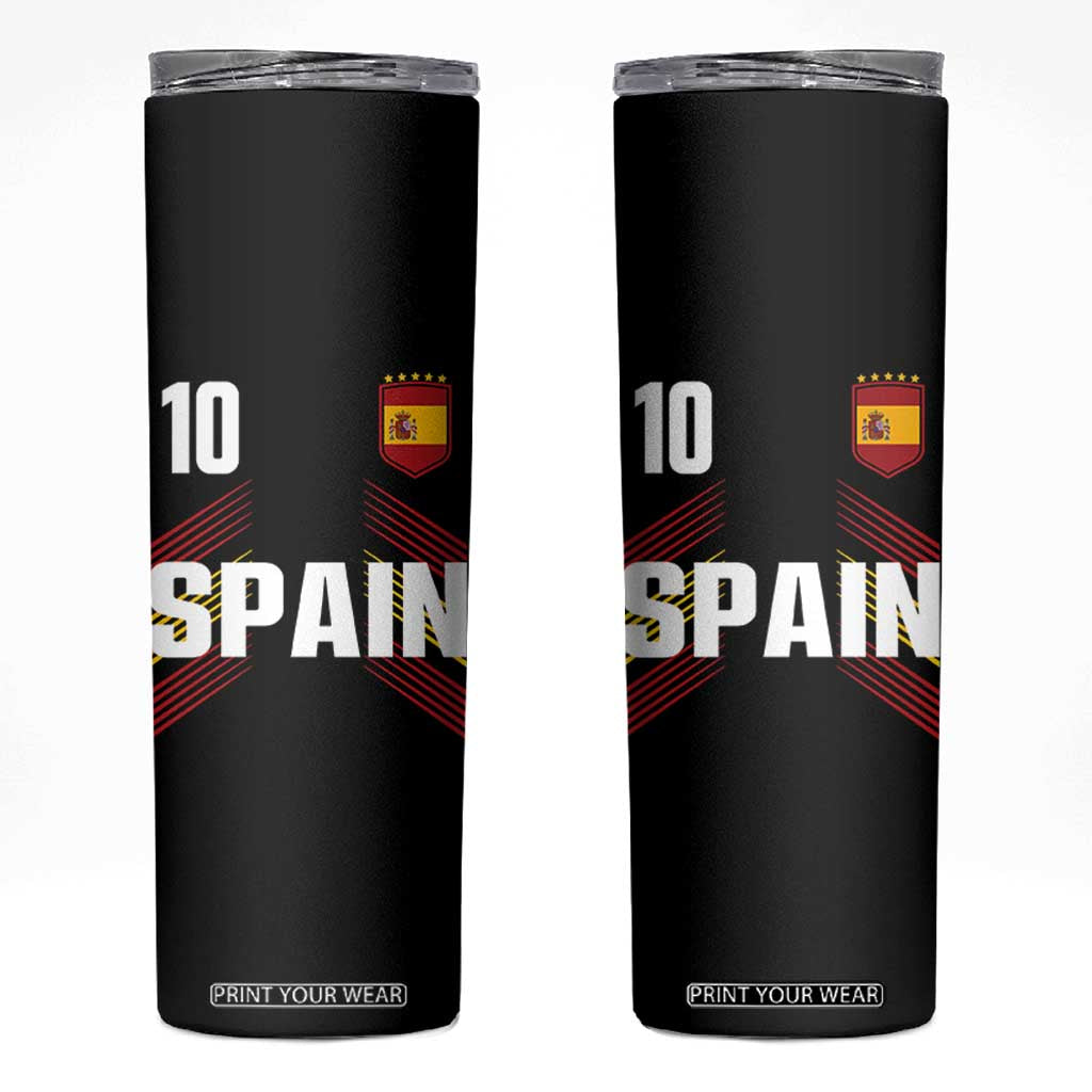 Spain Soccer Sports Graphic Number 10 Jersey Style Skinny Tumbler Proud Spanish Football Fans Game Day Pride TS02 Black Print Your Wear