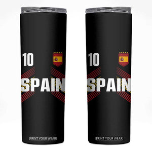 Spain Soccer Sports Graphic Number 10 Jersey Style Skinny Tumbler Proud Spanish Football Fans Game Day Pride TS02 Black Print Your Wear