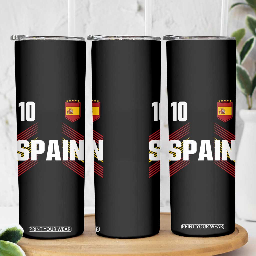Spain Soccer Sports Graphic Number 10 Jersey Style Skinny Tumbler Proud Spanish Football Fans Game Day Pride TS02 Print Your Wear