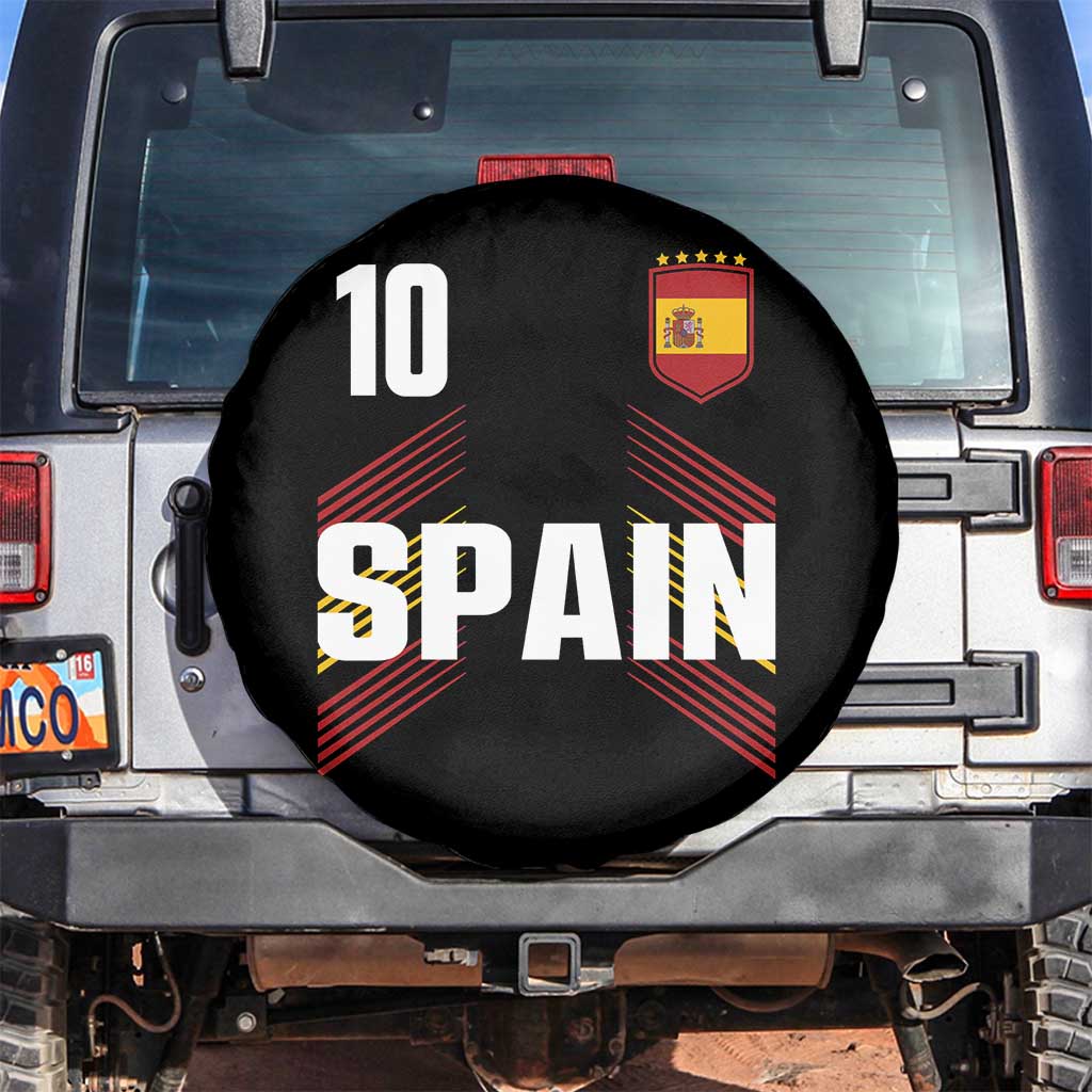 Spain Soccer Sports Graphic Number 10 Jersey Style Spare Tire Cover Proud Spanish Football Fans Game Day Pride TS02 No hole Black Print Your Wear