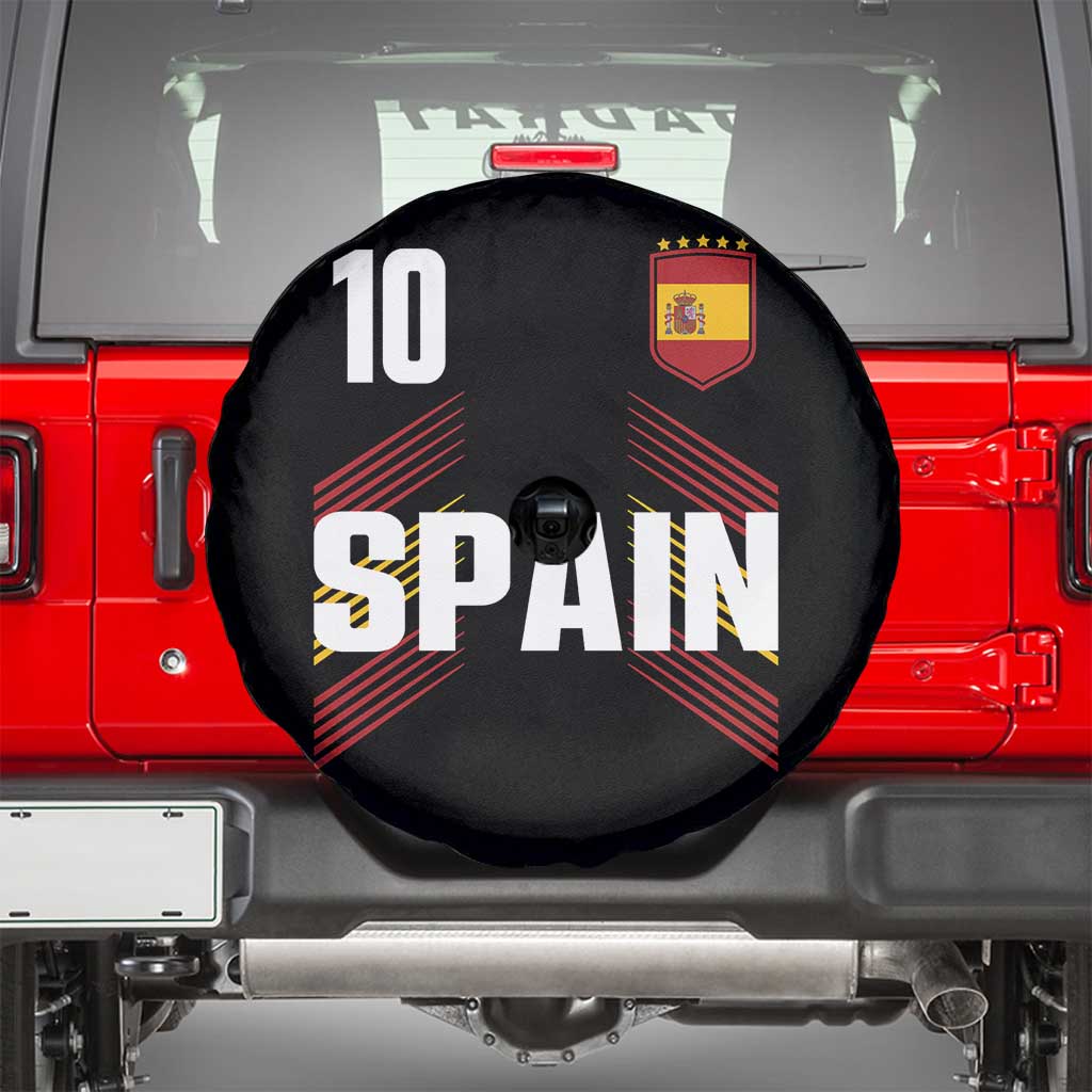 Spain Soccer Sports Graphic Number 10 Jersey Style Spare Tire Cover Proud Spanish Football Fans Game Day Pride TS02 Black Print Your Wear