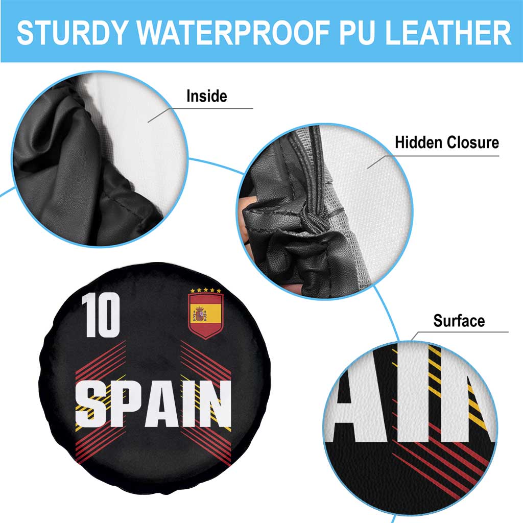 Spain Soccer Sports Graphic Number 10 Jersey Style Spare Tire Cover Proud Spanish Football Fans Game Day Pride TS02 Print Your Wear