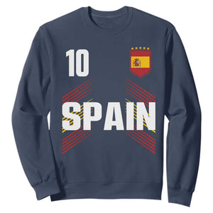 Spain Soccer Sports Graphic Number 10 Jersey Style Sweatshirt Proud Spanish Football Fans Game Day Pride TS02 Navy Print Your Wear