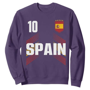 Spain Soccer Sports Graphic Number 10 Jersey Style Sweatshirt Proud Spanish Football Fans Game Day Pride TS02 Purple Print Your Wear