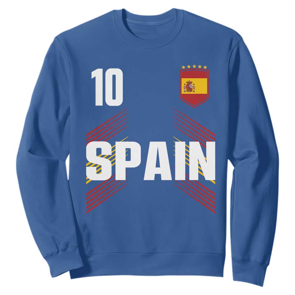 Spain Soccer Sports Graphic Number 10 Jersey Style Sweatshirt Proud Spanish Football Fans Game Day Pride TS02 Royal Blue Print Your Wear