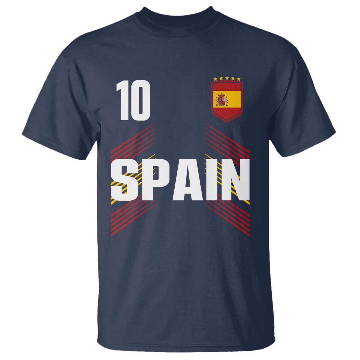 Spain Soccer Sports Graphic Number 10 Jersey Style T Shirt Proud Spanish Football Fans Game Day Pride TS02 Navy Print Your Wear