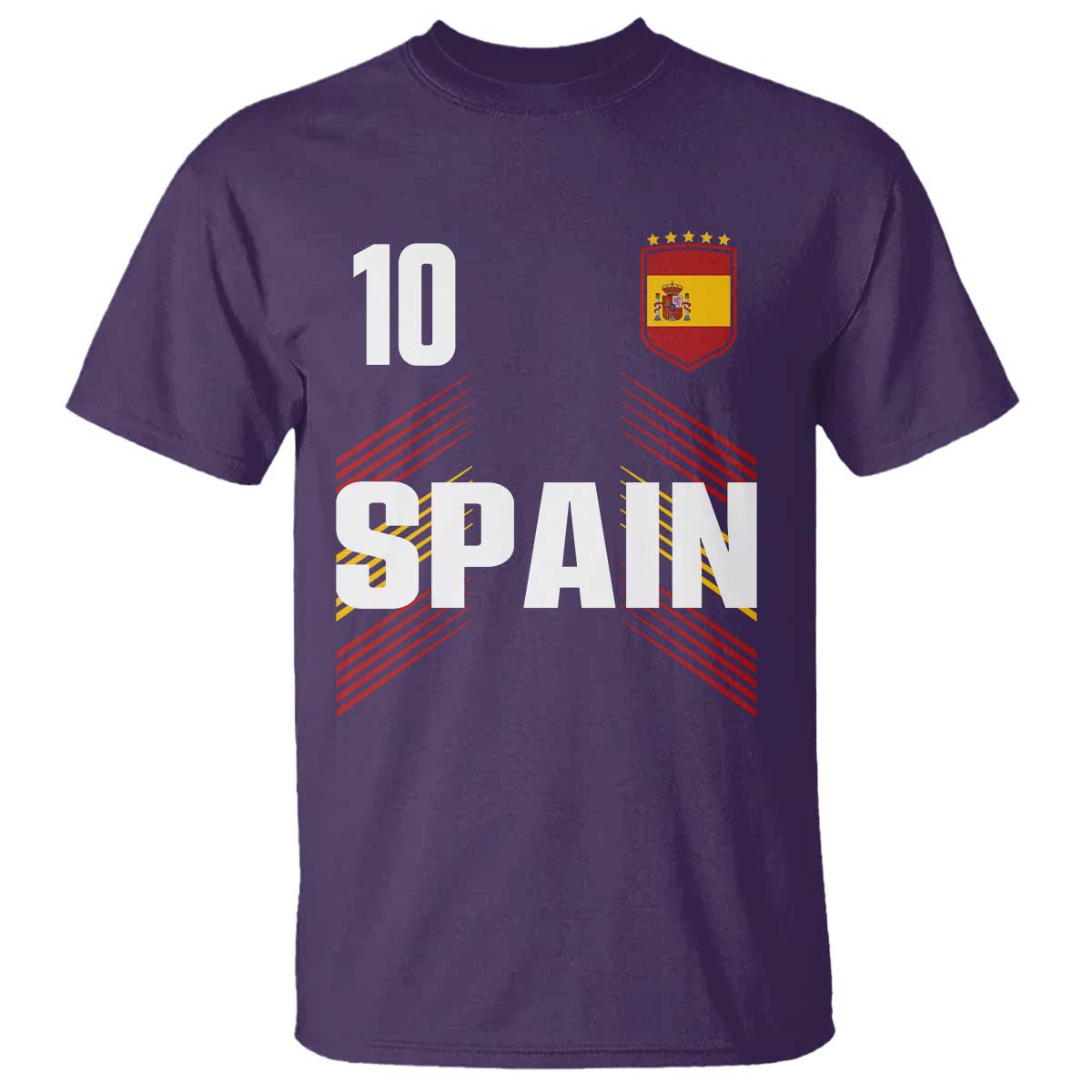 Spain Soccer Sports Graphic Number 10 Jersey Style T Shirt Proud Spanish Football Fans Game Day Pride TS02 Purple Print Your Wear
