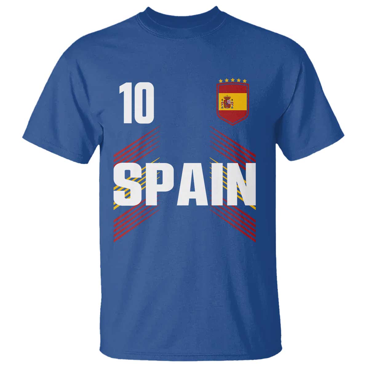 Spain Soccer Sports Graphic Number 10 Jersey Style T Shirt Proud Spanish Football Fans Game Day Pride TS02 Royal Blue Print Your Wear
