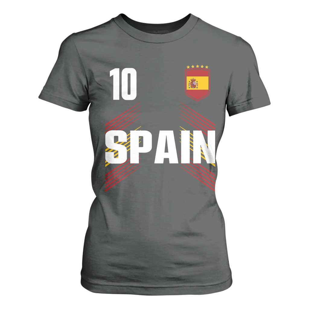 Spain Soccer Sports Graphic Number 10 Jersey Style T Shirt For Women Proud Spanish Football Fans Game Day Pride TS02 Dark Heather Print Your Wear