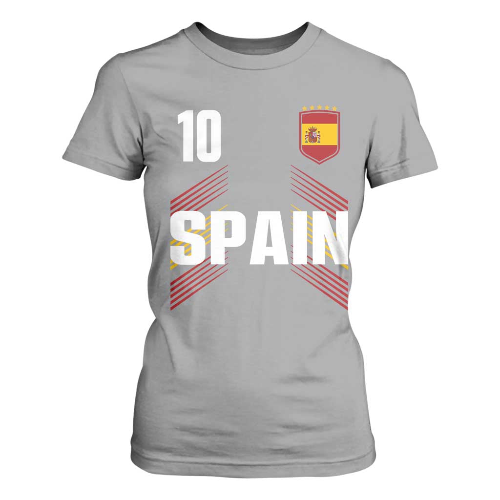 Spain Soccer Sports Graphic Number 10 Jersey Style T Shirt For Women Proud Spanish Football Fans Game Day Pride TS02 Sport Gray Print Your Wear