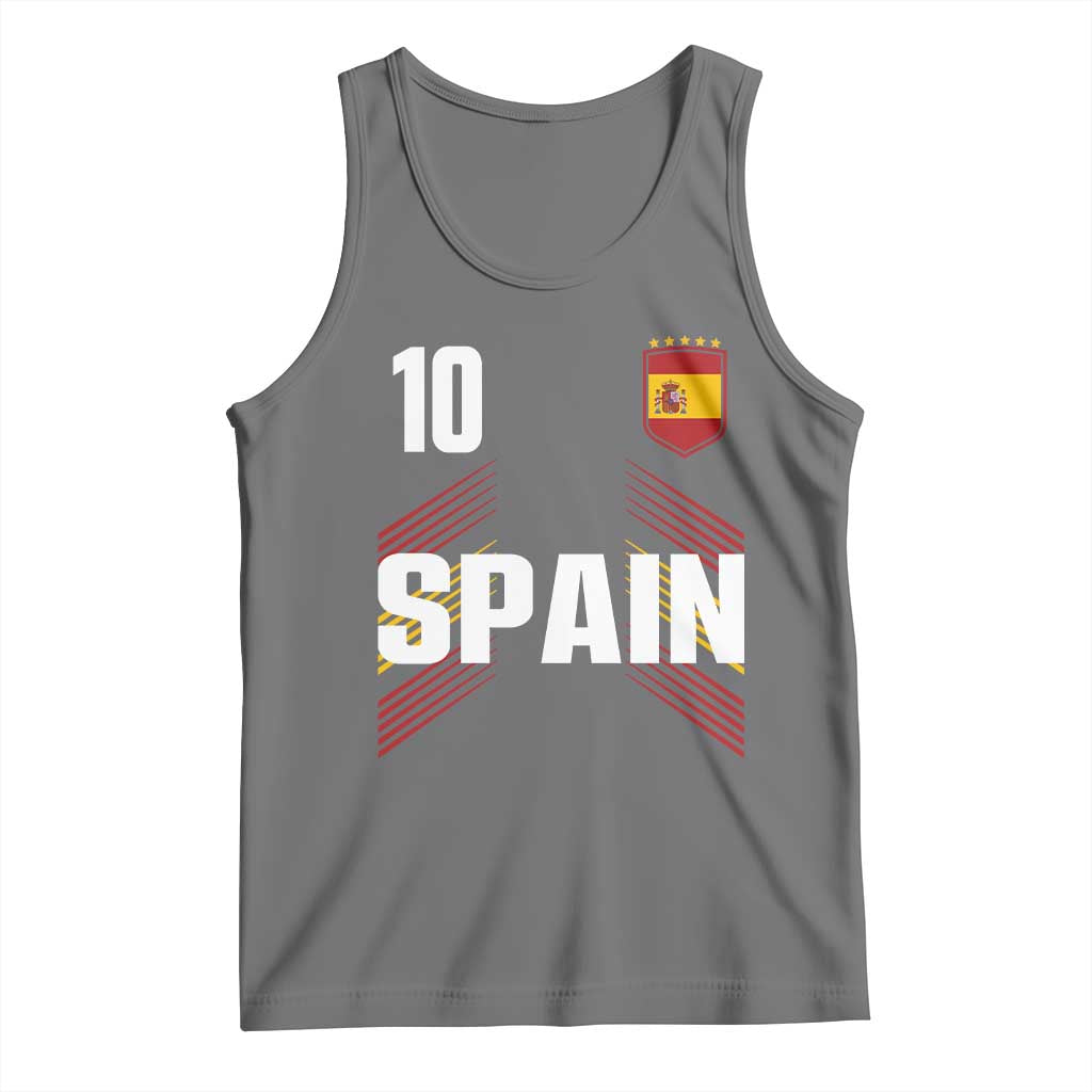 Spain Soccer Sports Graphic Number 10 Jersey Style Tank Top Proud Spanish Football Fans Game Day Pride TS02 Black Heather Print Your Wear