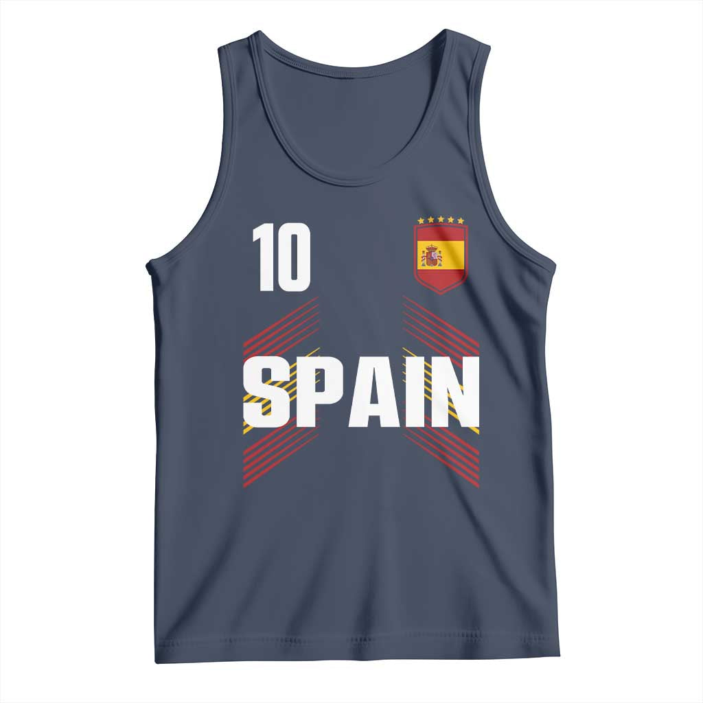 Spain Soccer Sports Graphic Number 10 Jersey Style Tank Top Proud Spanish Football Fans Game Day Pride TS02 Navy Print Your Wear