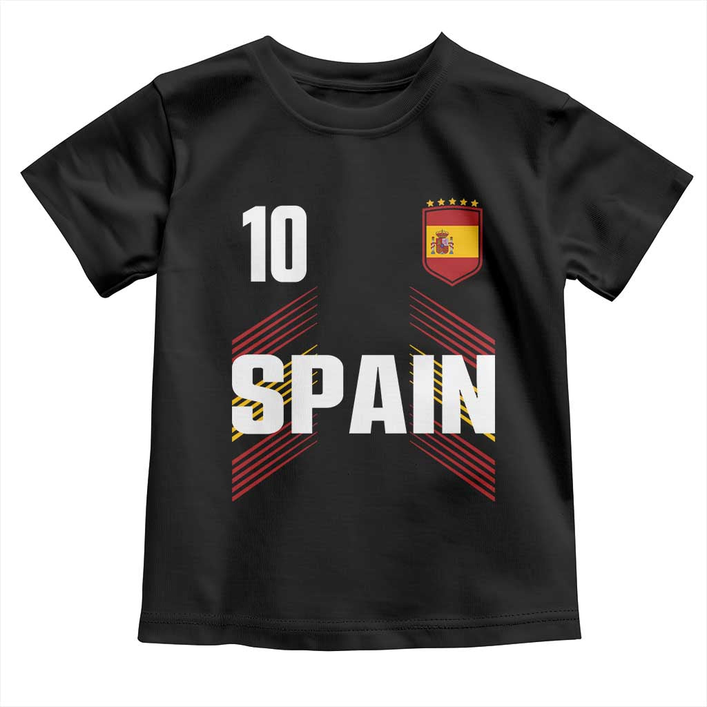 Spain Soccer Sports Graphic Number 10 Jersey Style Toddler T Shirt Proud Spanish Football Fans Game Day Pride TS02 Black Print Your Wear