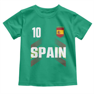 Spain Soccer Sports Graphic Number 10 Jersey Style Toddler T Shirt Proud Spanish Football Fans Game Day Pride TS02 Irish Green Print Your Wear