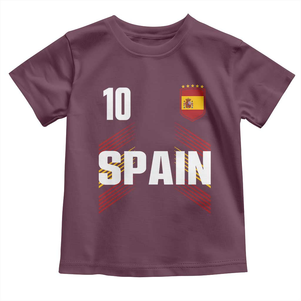 Spain Soccer Sports Graphic Number 10 Jersey Style Toddler T Shirt Proud Spanish Football Fans Game Day Pride TS02 Maroon Print Your Wear