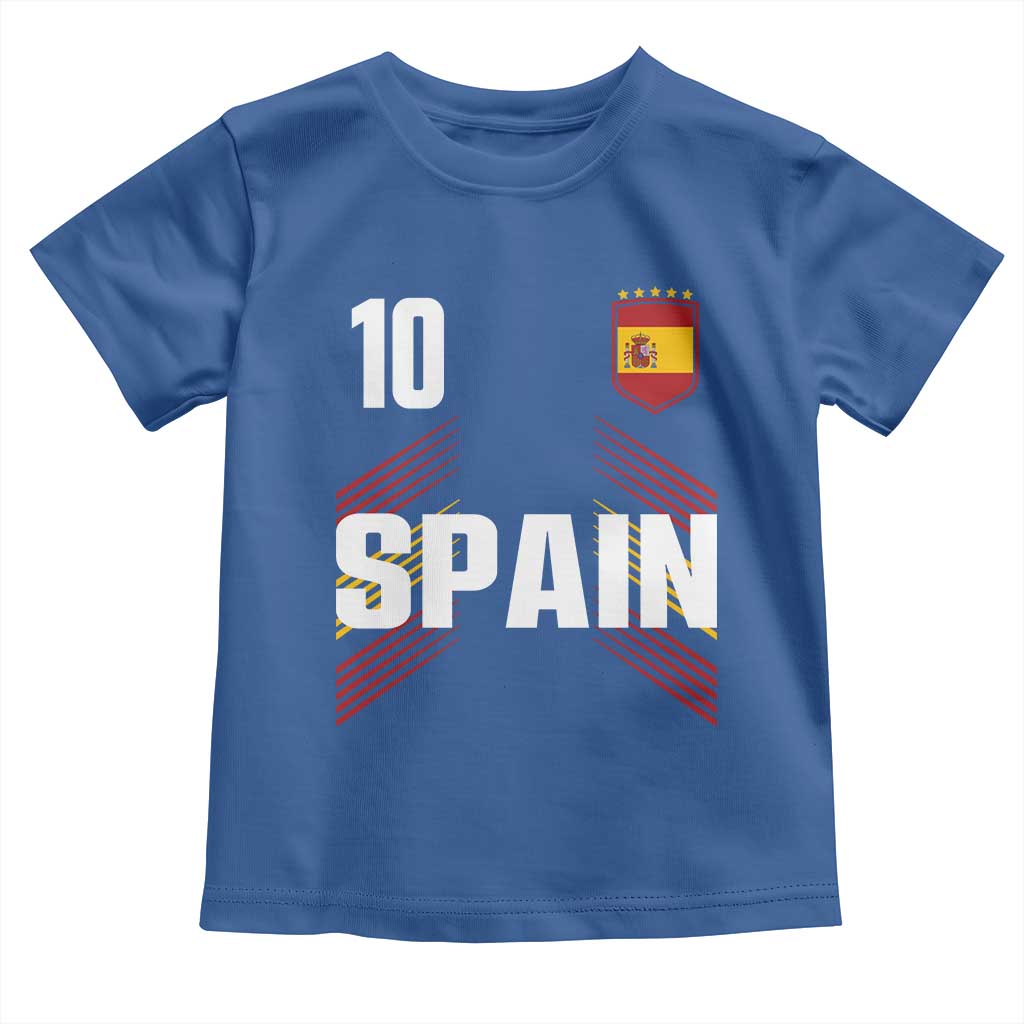 Spain Soccer Sports Graphic Number 10 Jersey Style Toddler T Shirt Proud Spanish Football Fans Game Day Pride TS02 Royal Blue Print Your Wear