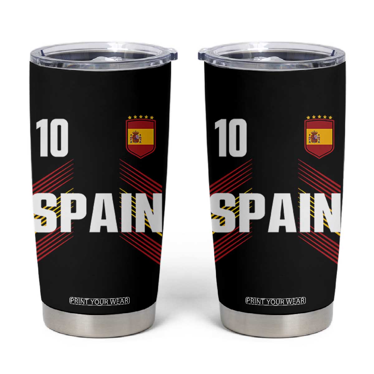 Spain Soccer Sports Graphic Number 10 Jersey Style Tumbler Cup Proud Spanish Football Fans Game Day Pride TS02 Black Print Your Wear