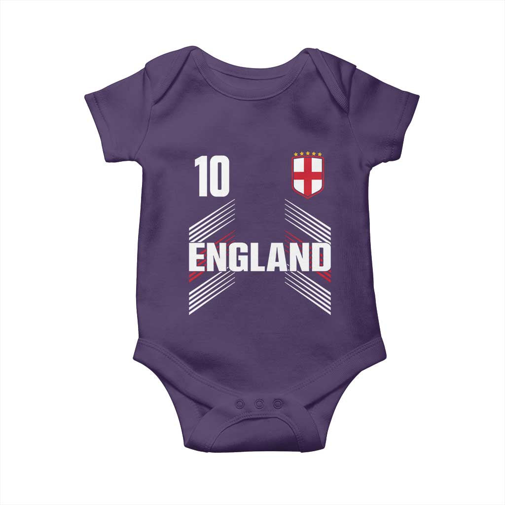 England Soccer Sports Graphic Number 10 Jersey Style Baby Onesie Proud St George Cross Football Fans Game Day Pride TS02 Purple Print Your Wear