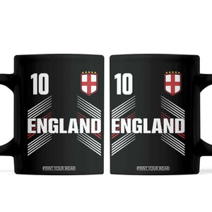 England Soccer Sports Graphic Number 10 Jersey Style Coffee Mug Proud St George Cross Football Fans Game Day Pride TS02 Black Print Your Wear
