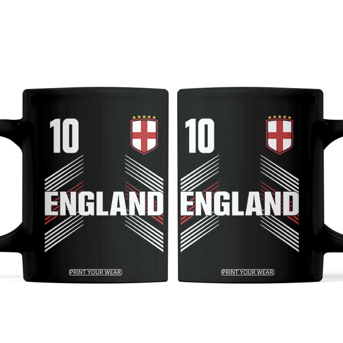 England Soccer Sports Graphic Number 10 Jersey Style Coffee Mug Proud St George Cross Football Fans Game Day Pride TS02 Black Print Your Wear
