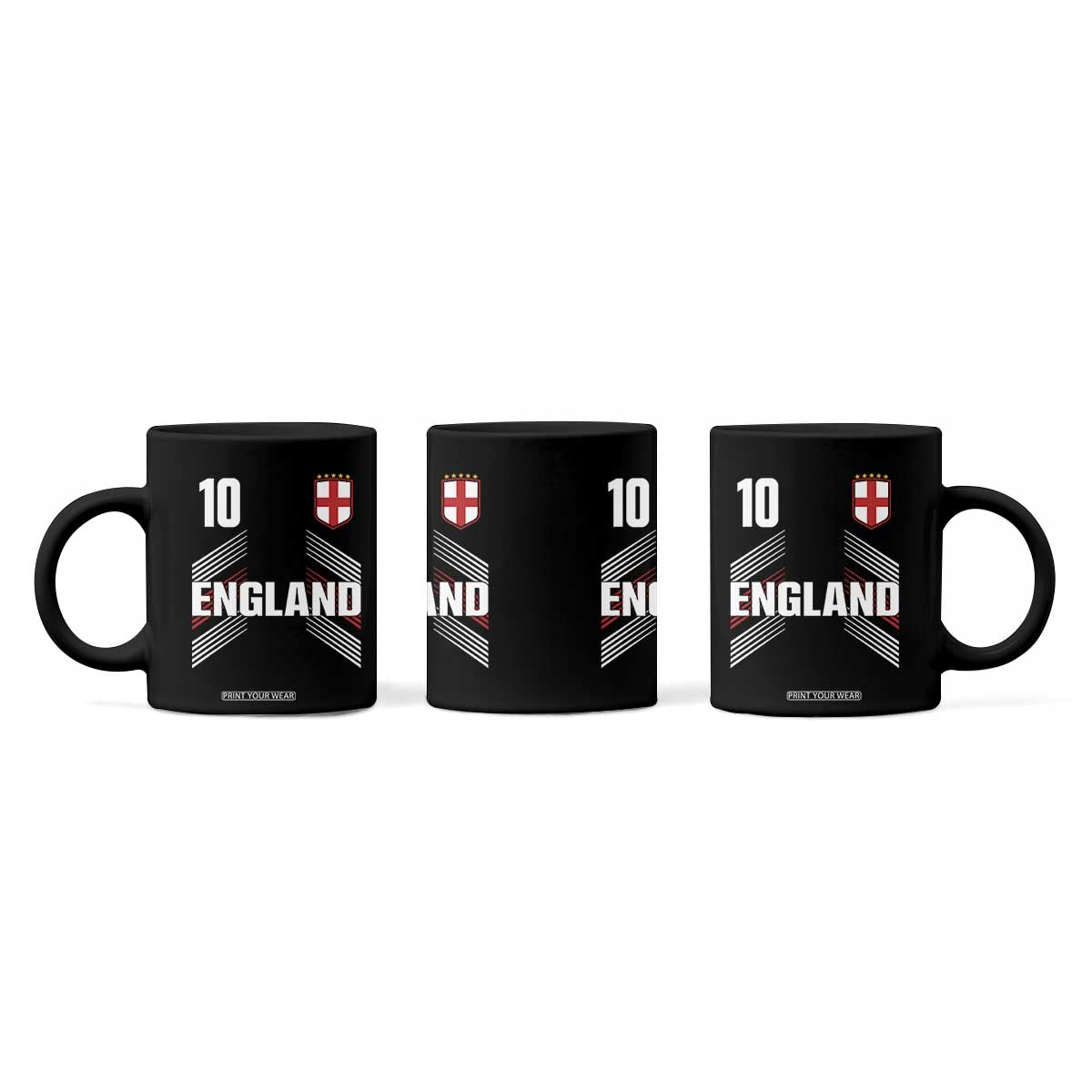 England Soccer Sports Graphic Number 10 Jersey Style Coffee Mug Proud St George Cross Football Fans Game Day Pride TS02 Print Your Wear