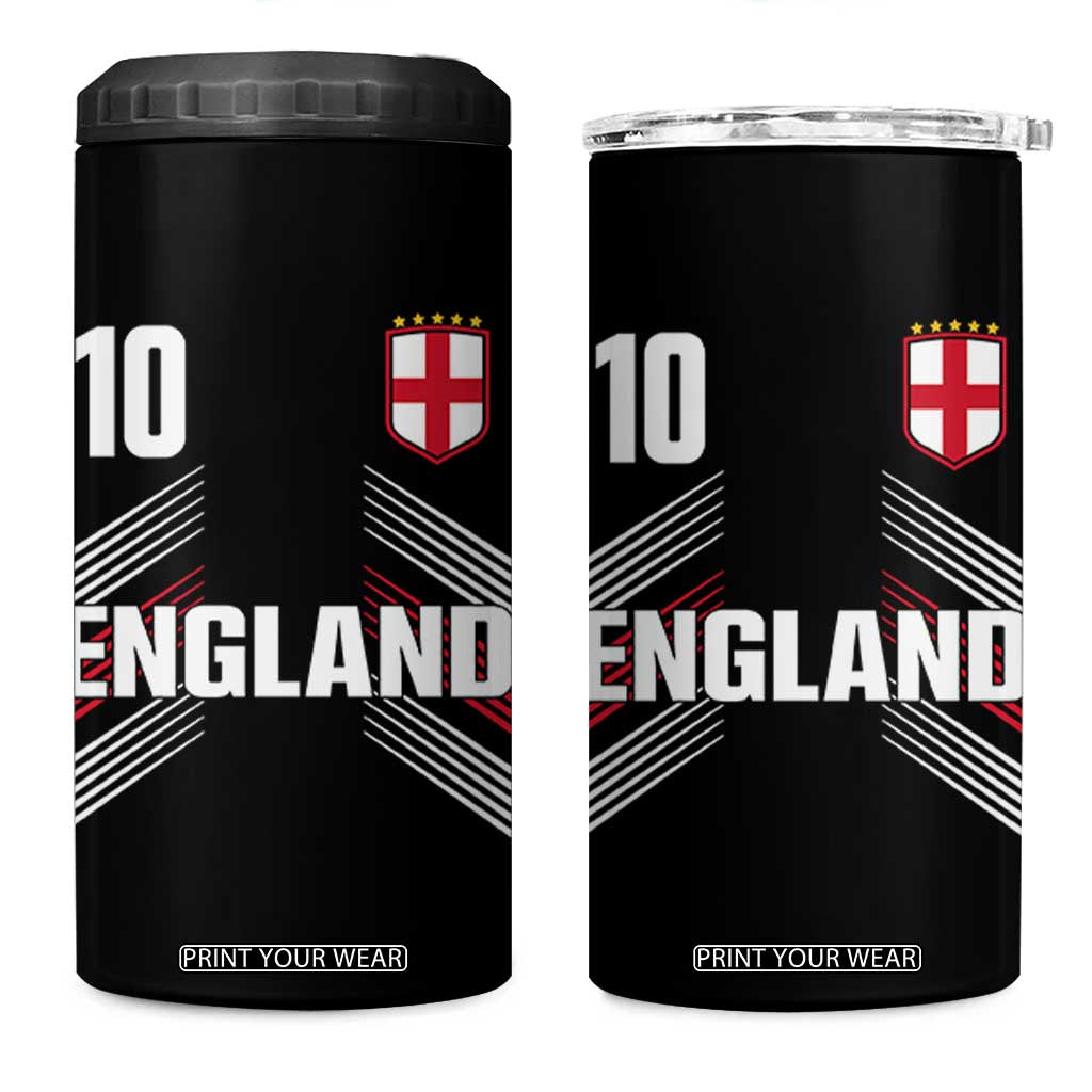 England Soccer Sports Graphic Number 10 Jersey Style 4 in 1 Can Cooler Tumbler Proud St George Cross Football Fans Game Day Pride TS02 One Size: 16 oz Black Print Your Wear