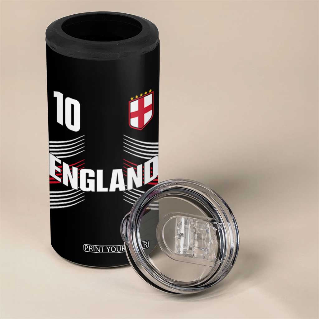 England Soccer Sports Graphic Number 10 Jersey Style 4 in 1 Can Cooler Tumbler Proud St George Cross Football Fans Game Day Pride TS02 Print Your Wear
