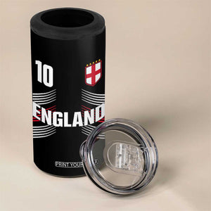 England Soccer Sports Graphic Number 10 Jersey Style 4 in 1 Can Cooler Tumbler Proud St George Cross Football Fans Game Day Pride TS02 Print Your Wear