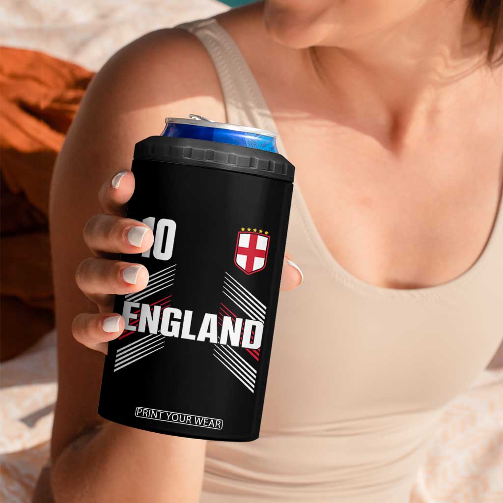 England Soccer Sports Graphic Number 10 Jersey Style 4 in 1 Can Cooler Tumbler Proud St George Cross Football Fans Game Day Pride TS02 Print Your Wear