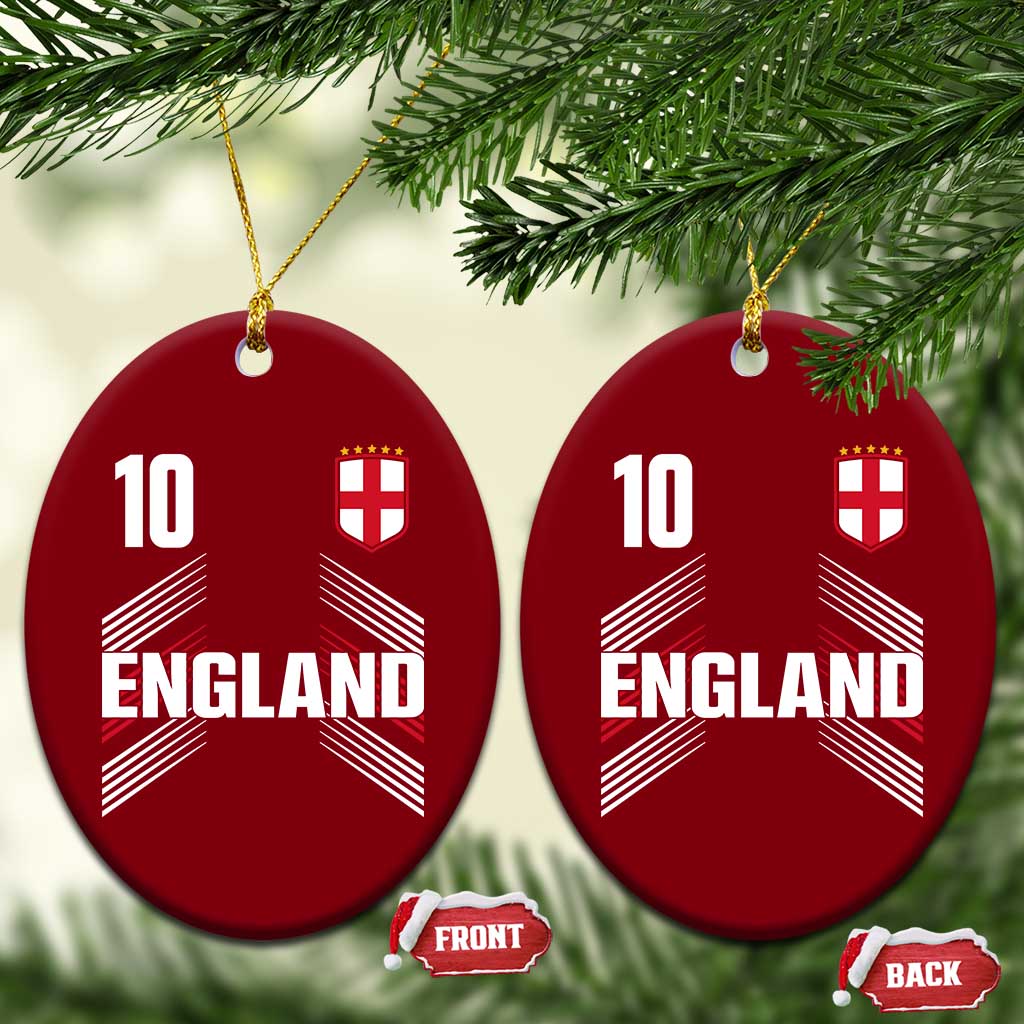 England Soccer Sports Graphic Number 10 Jersey Style Ceramic Ornament Proud St George Cross Football Fans Game Day Pride TS02 Print Your Wear