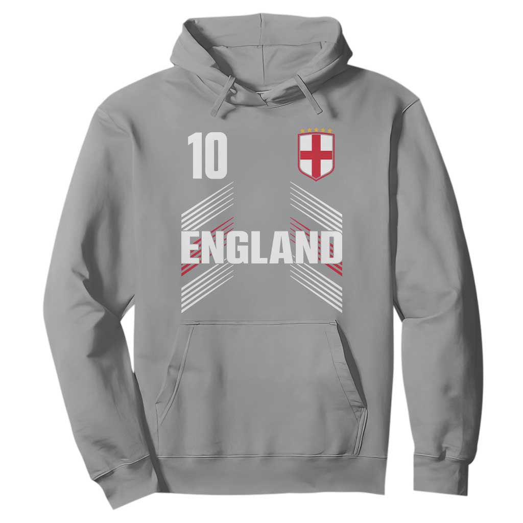 England Soccer Sports Graphic Number 10 Jersey Style Hoodie Proud St George Cross Football Fans Game Day Pride TS02 Sport Gray Print Your Wear