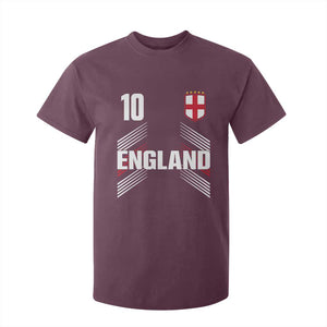 England Soccer Sports Graphic Number 10 Jersey Style T Shirt For Kid Proud St George Cross Football Fans Game Day Pride TS02 Maroon Print Your Wear