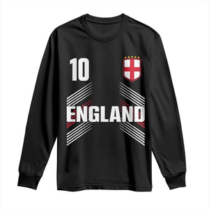 England Soccer Sports Graphic Number 10 Jersey Style Long Sleeve Shirt Proud St George Cross Football Fans Game Day Pride TS02 Black Print Your Wear