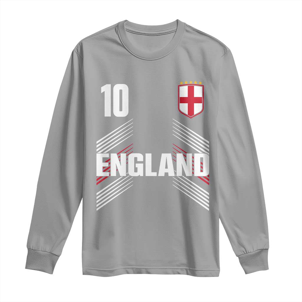 England Soccer Sports Graphic Number 10 Jersey Style Long Sleeve Shirt Proud St George Cross Football Fans Game Day Pride TS02 Sport Gray Print Your Wear