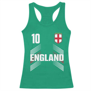 England Soccer Sports Graphic Number 10 Jersey Style Racerback Tank Top Proud St George Cross Football Fans Game Day Pride TS02 Irish Green Print Your Wear