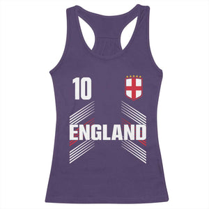 England Soccer Sports Graphic Number 10 Jersey Style Racerback Tank Top Proud St George Cross Football Fans Game Day Pride TS02 Purple Print Your Wear
