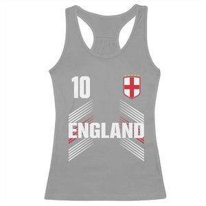 England Soccer Sports Graphic Number 10 Jersey Style Racerback Tank Top Proud St George Cross Football Fans Game Day Pride TS02 Sport Gray Print Your Wear