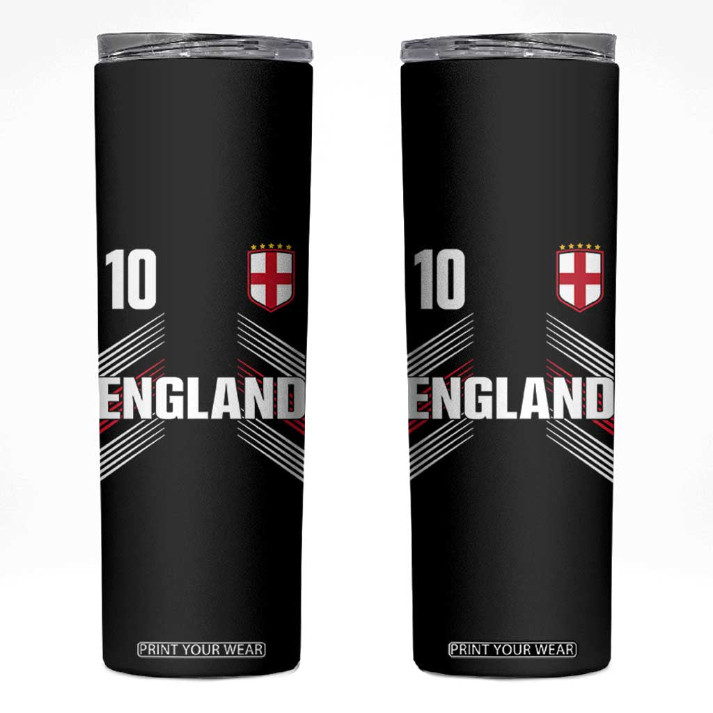 England Soccer Sports Graphic Number 10 Jersey Style Skinny Tumbler Proud St George Cross Football Fans Game Day Pride TS02 Black Print Your Wear
