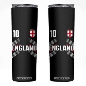 England Soccer Sports Graphic Number 10 Jersey Style Skinny Tumbler Proud St George Cross Football Fans Game Day Pride TS02 Black Print Your Wear