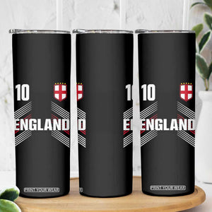 England Soccer Sports Graphic Number 10 Jersey Style Skinny Tumbler Proud St George Cross Football Fans Game Day Pride TS02 Print Your Wear
