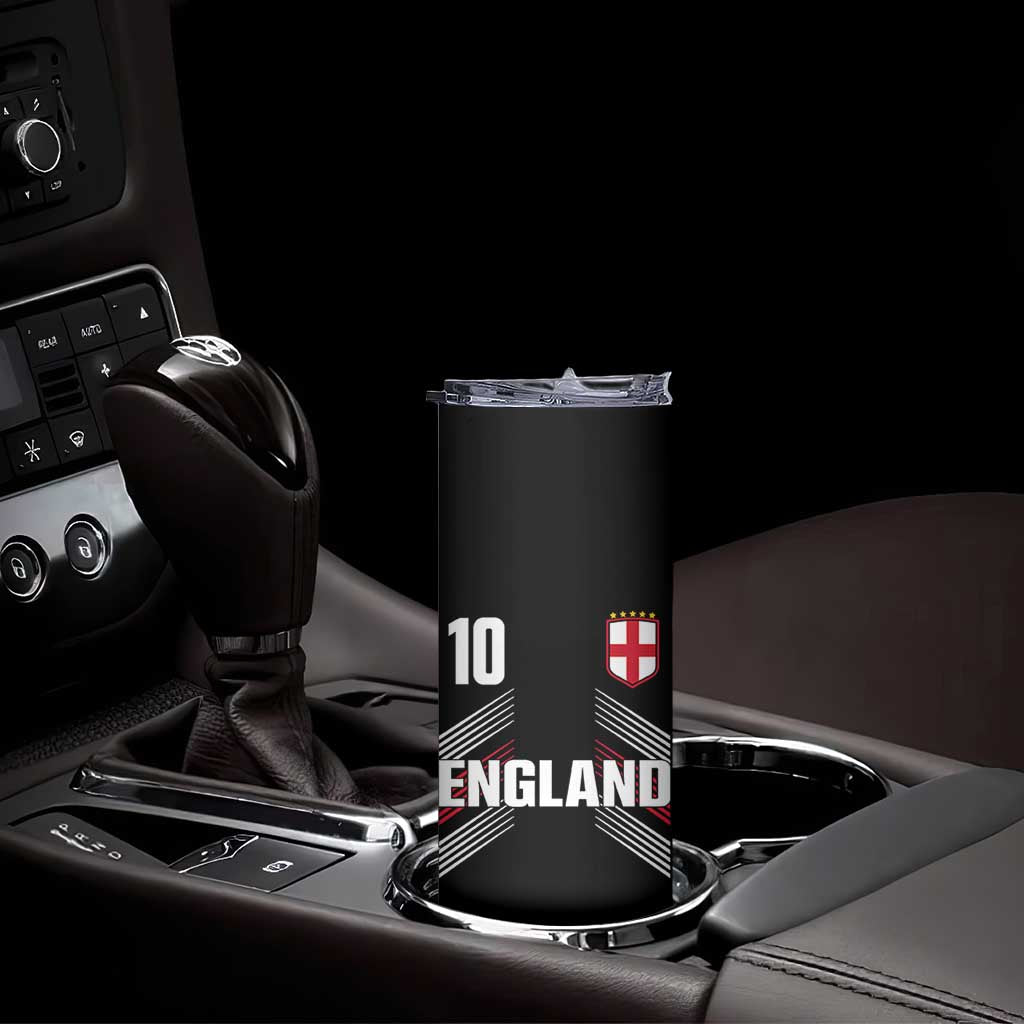 England Soccer Sports Graphic Number 10 Jersey Style Skinny Tumbler Proud St George Cross Football Fans Game Day Pride TS02 Print Your Wear